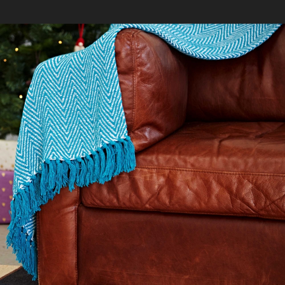 Recycled Cotton Woven Chevron Throw